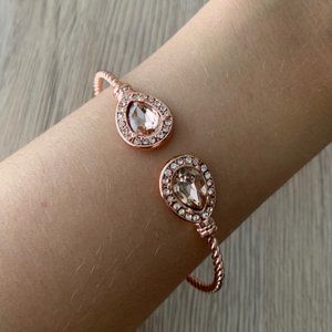 Rose Gold and Rhinestone Cable Bracelet